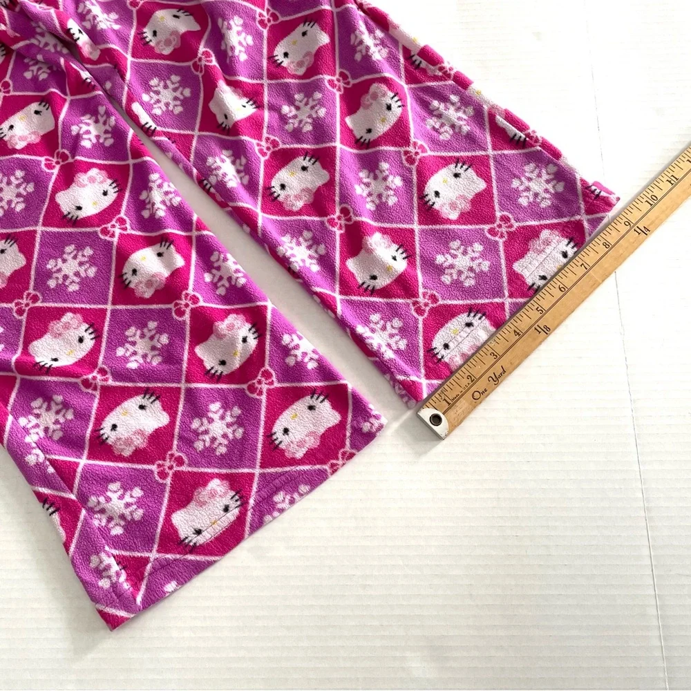 Hello Kitty winter pink white snowflake pajama‎ pants fleece